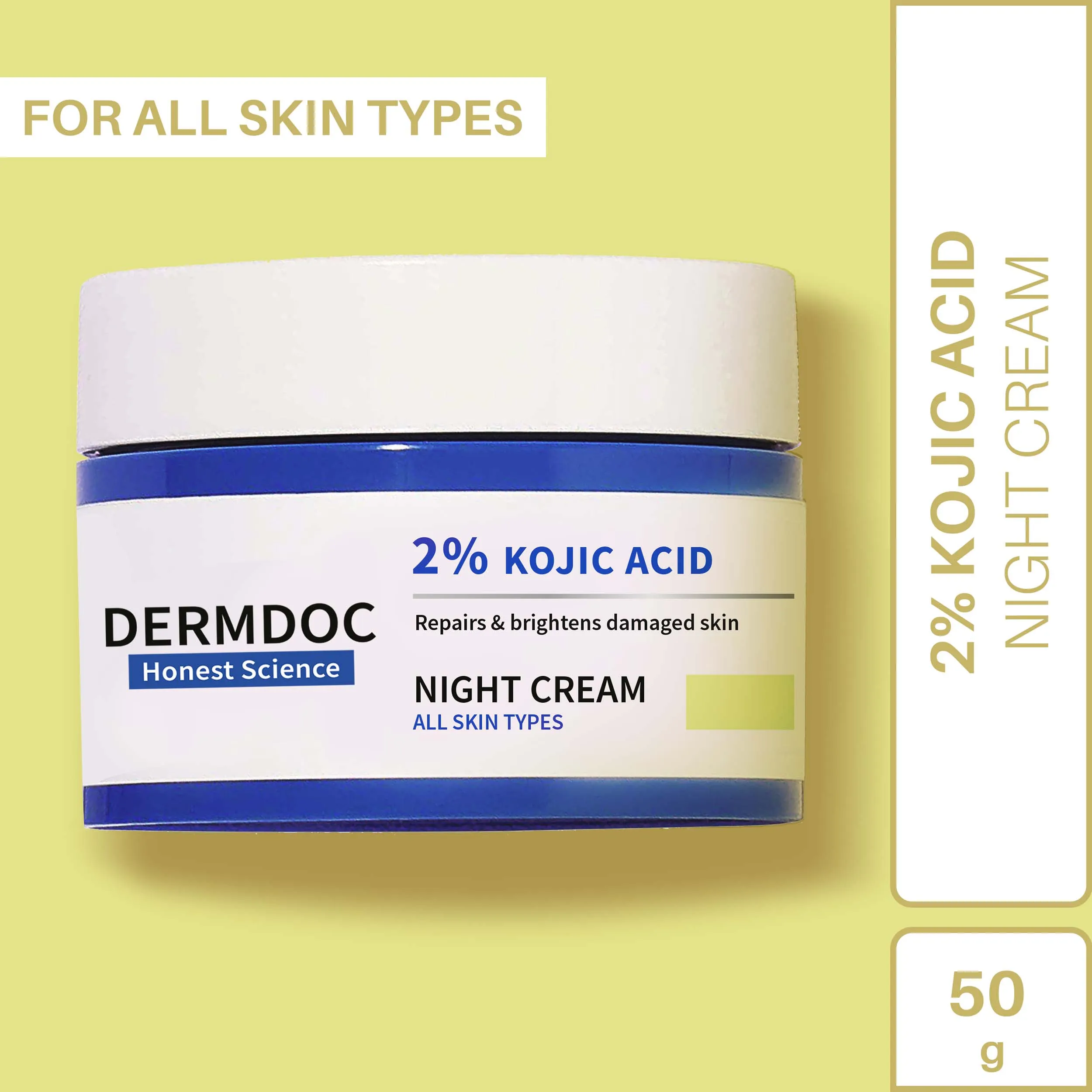 DermDoc 2% Kojic Acid Night Cream (50 gm) | kojic acid cream | night cream | fairness night cream | night cream for oily skin | skin brightening cream | anti blemish cream | cream