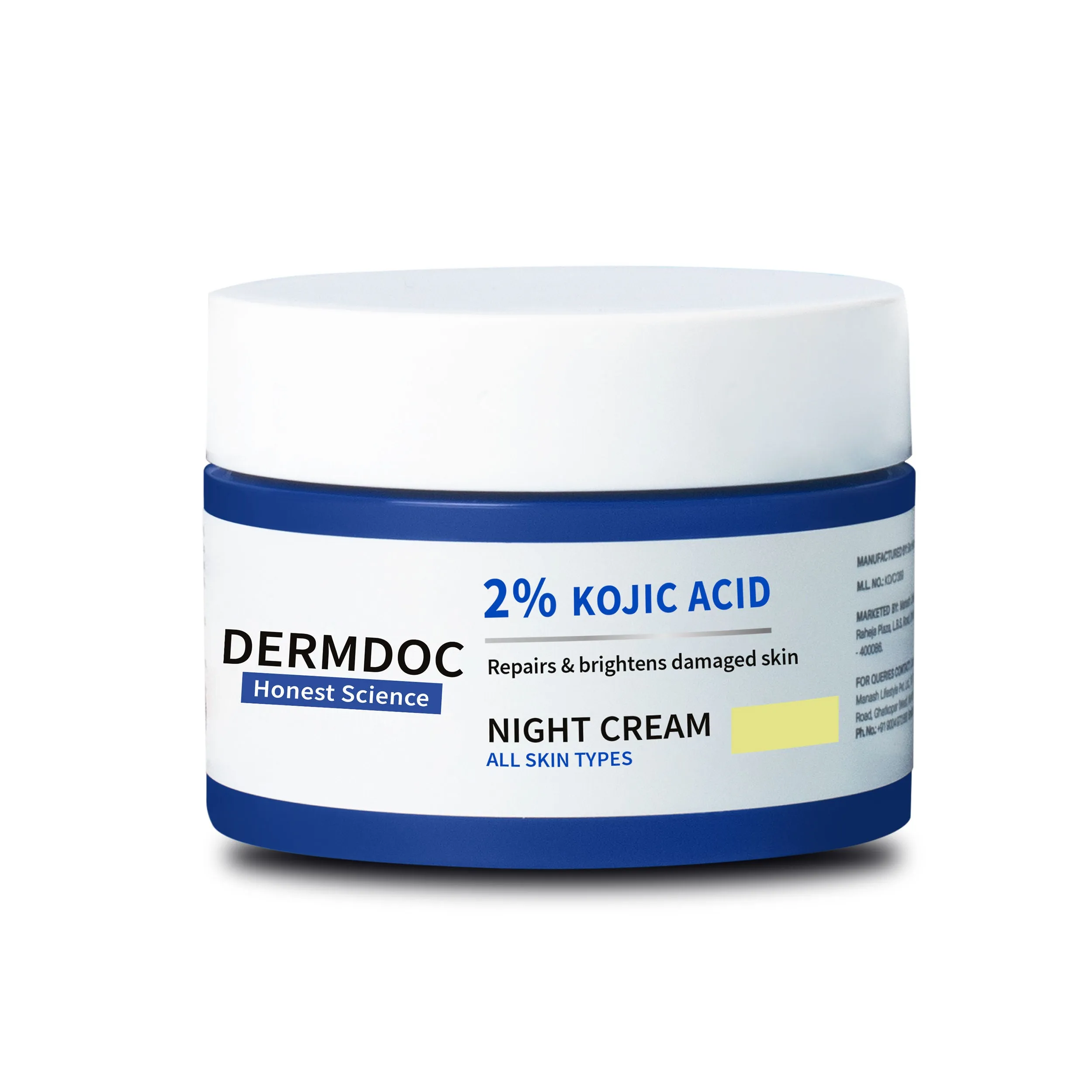 DermDoc 2% Kojic Acid Night Cream (50 gm) | kojic acid cream | night cream | fairness night cream | night cream for oily skin | skin brightening cream | anti blemish cream | cream